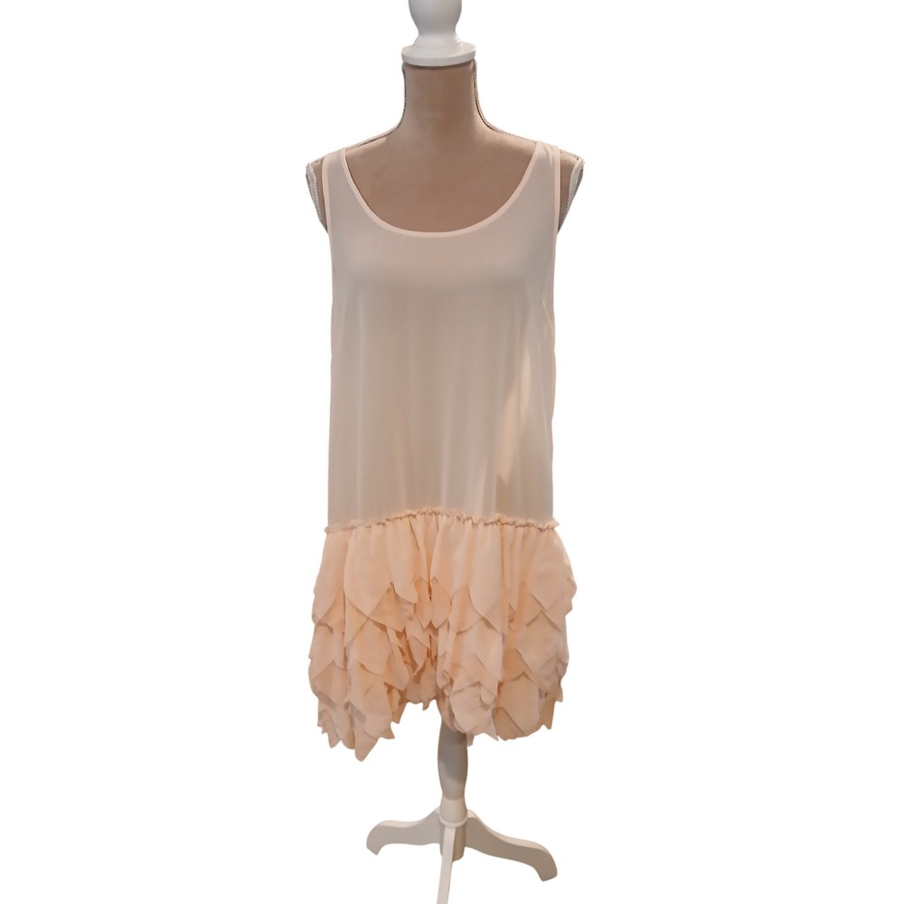 SOLD SOLD  Waist Ruffle Petal Dress Tank Peach Pink Medium Fairy Mesh